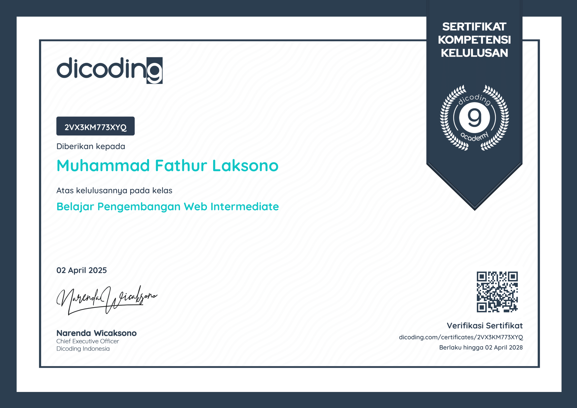 Certificate preview